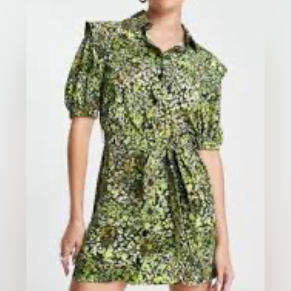 Topshop NWT Multi-colored Belted Button Front Shirt Dress.